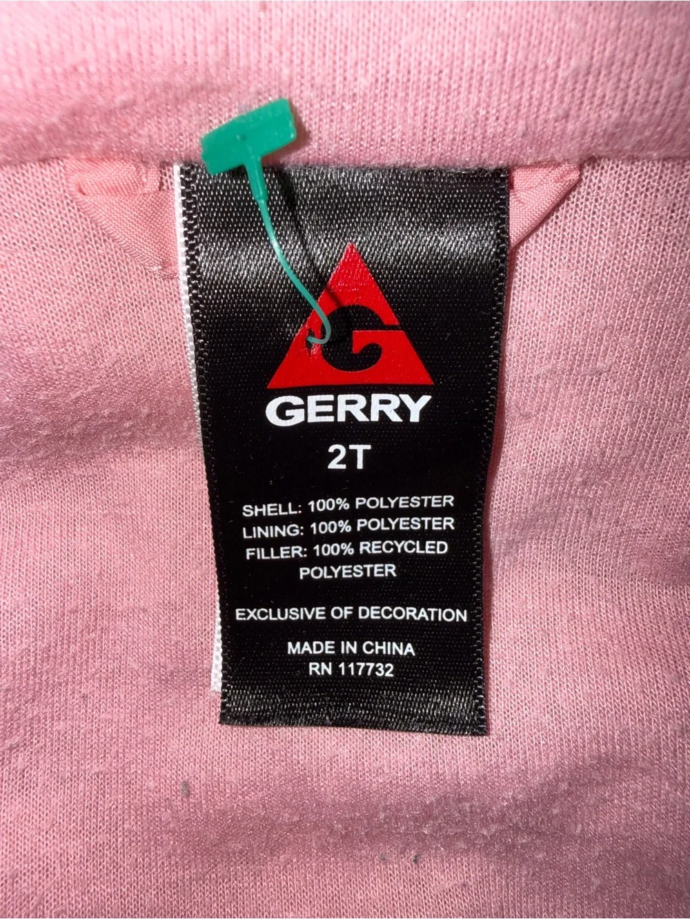 Gerry Outdoors Pink Jersey Lined Insulated Puffer Jacket Size 2T Winter Snowgear